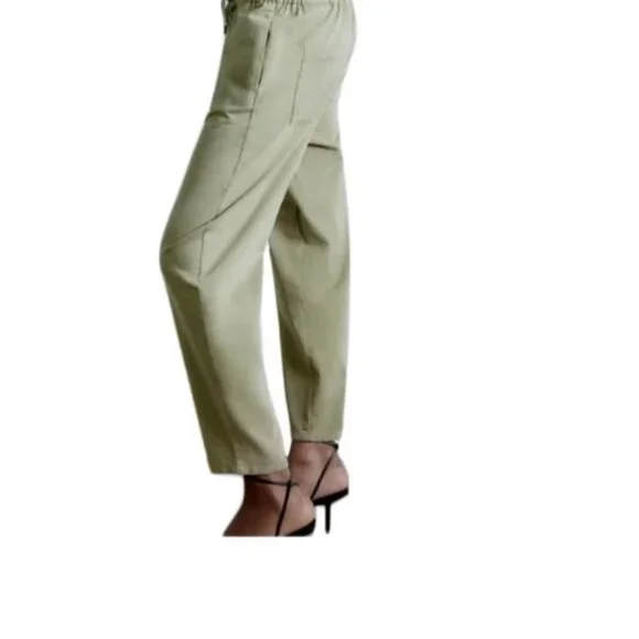 NWT ZARA PAPERBAG PANTS LIGHT KHAKI | 7999/301 - Picture 2 of 6